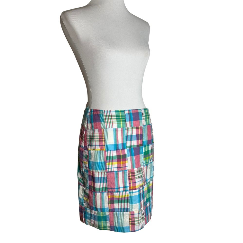Talbots Patchwork Madras Plaid Cotton Mini Skirt Multi-Color Womens Size 2